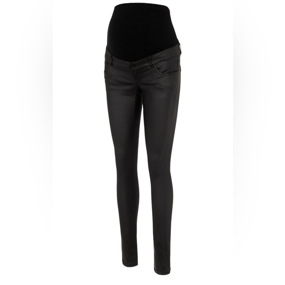 Mama Licious MATERNITY COATED SKINNY JEANS IN BLACK - Picture 11 of 14